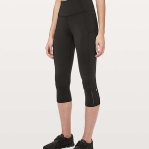 Lululemon Fast And Free Black Nulux 19" Crop